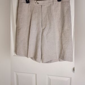 Cutter&Buck 34 Beige LINEN Blend Pockets BeltLoops Women’s Shorts
